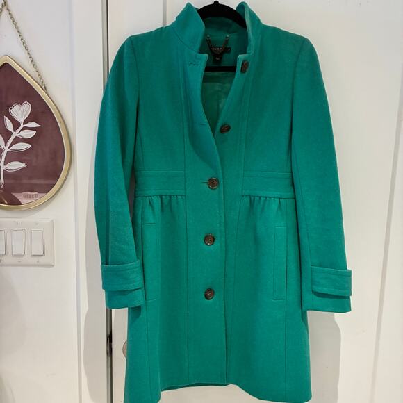 J. Crew Emerald Green Wool Pea Coat Sz 2 - Picture 3 of 11